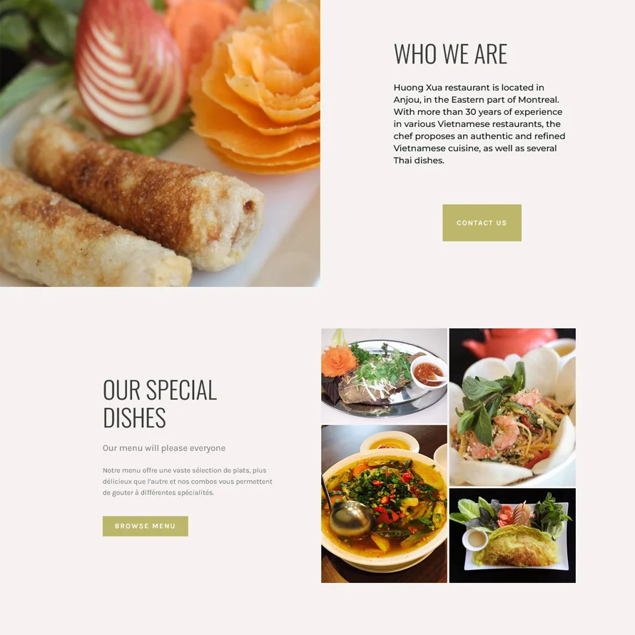 Vanntechs Web Studio project with Huong Xua Restaurant